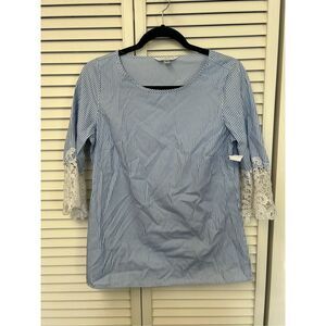 Counterparts Blue White Stripe Blouse, Sz 8, +